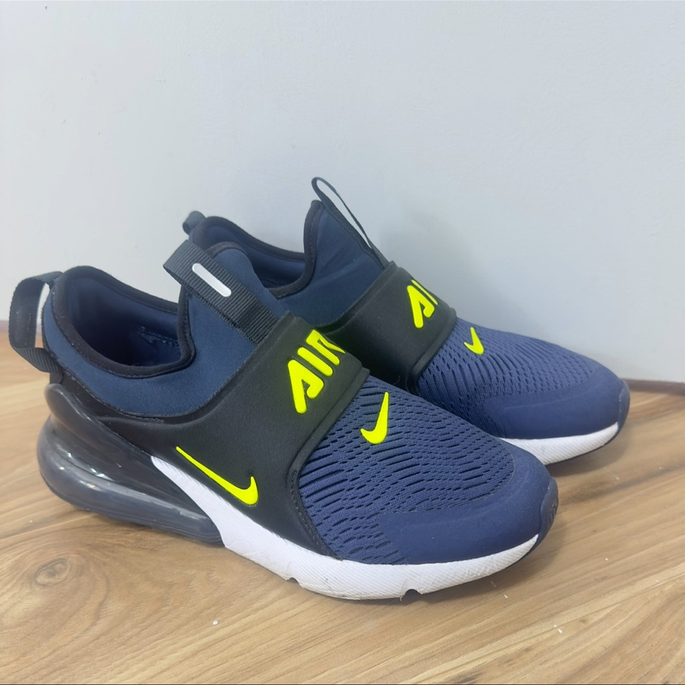 Nike Kids Air Max Navy and Neon Yellow Shoes